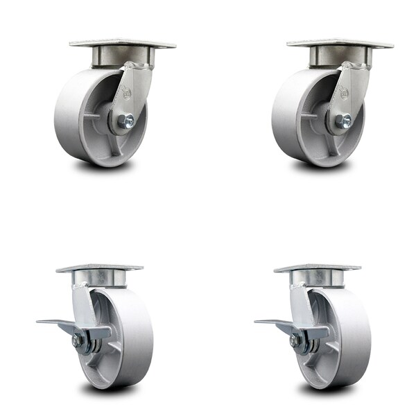 Service Caster 6 Inch Kingpinless Semi Steel Wheel Swivel Caster Set with 2 Brakes SCC SCC-KP30S620-SSR-2-SLB-2 - main